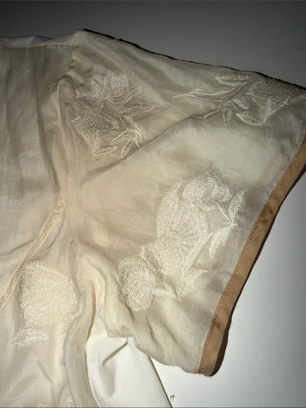 Sundance Cream Embroidered Silk & Cotton Floral Tunic. Size XL. - Picture 8 of 16